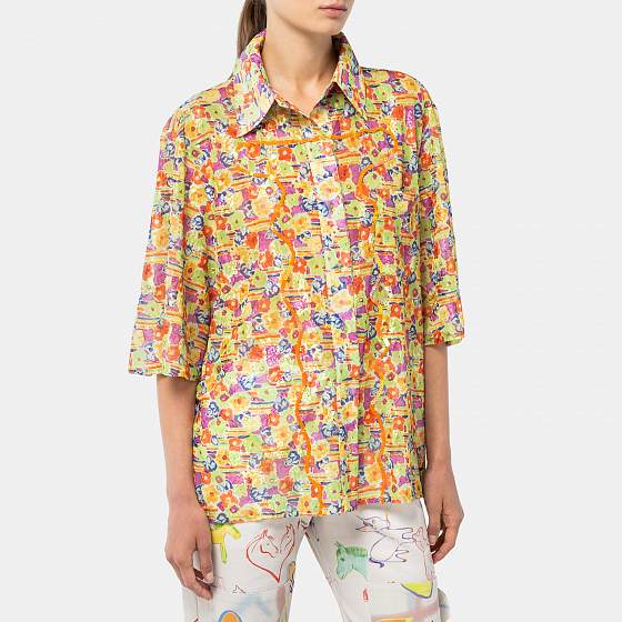 

Рубашка Collina Strada, Оранжевый;желтый;lime floral stripe, Sequin Market Button Up 2023 Lime Floral Stripe