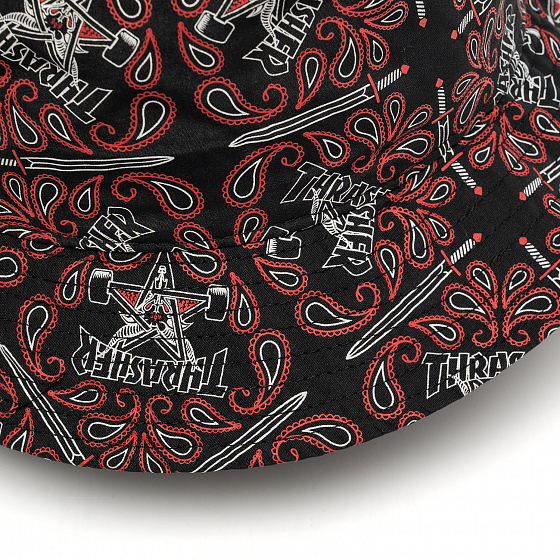 

Панама Thrasher, Красный;серый;black;red, Bandana Bucket Hat 2023 BLACK/RED