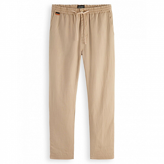 

Брюки Scotch &Amp; Soda, Sand;коричневый;белый, Fave Regular Tapered Fit Linen-Blend Jogger 2022 SAND