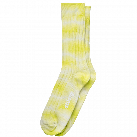 

Носки Stussy, Желтый;хаки;белый;серый;синий;черный;lime, Dyed Ribbed Crew Socks 2022 LIME