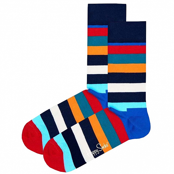 

Носки Happy Socks, Синий;красный;черный;розовый;light, Stripe Sock Light