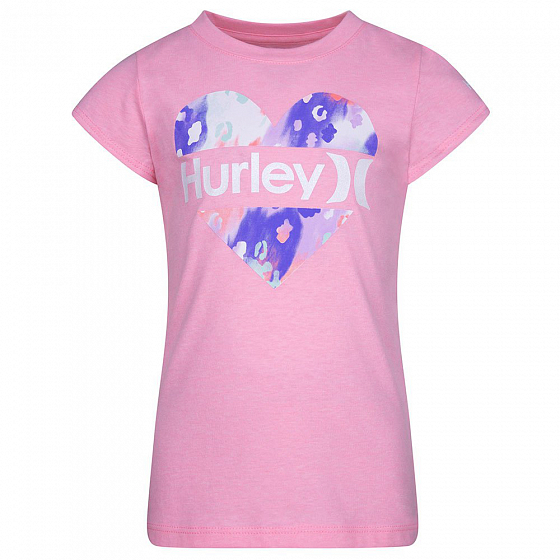 

Футболка Hurley, Розовый;черный;pink flamingo htr, G Split Heart Tee 2023 PINK FLAMINGO HTR