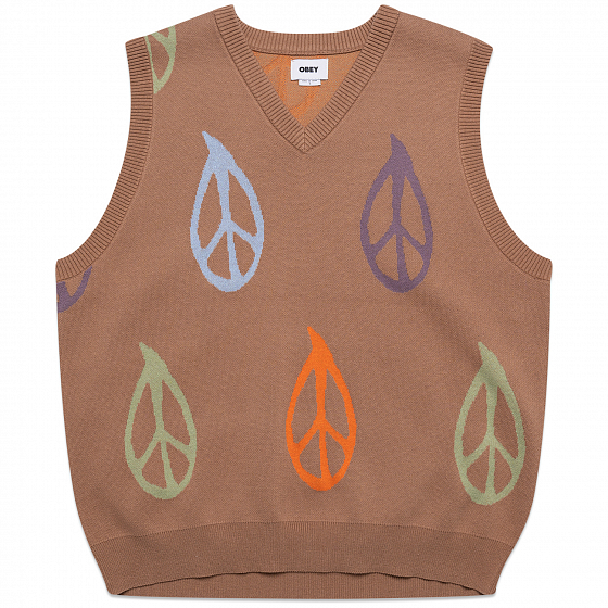 

Жилет Obey, Коричневый;красный;wild mushroom multi, Peaced Sweater Vest 2023 WILD MUSHROOM MULTI