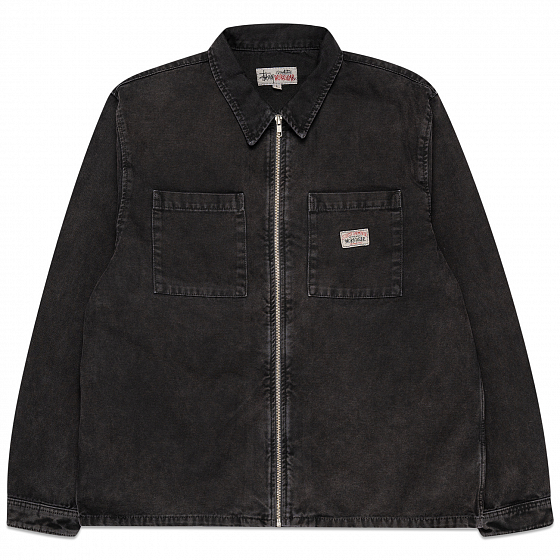 

Куртка-рубашка Stussy, Черный;black, Washed Canvas Zip Shirt 2023 BLACK