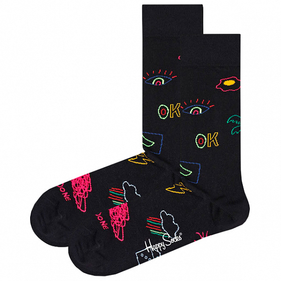 

Носки Happy Socks, Белый;черный;black, Good Times Sock BLACK