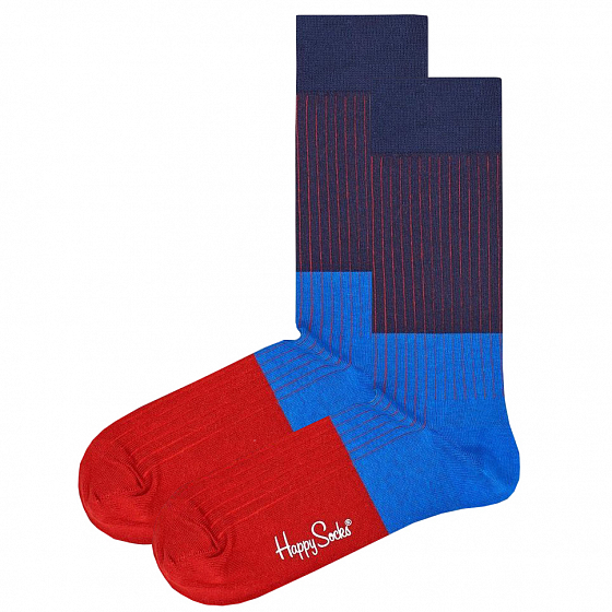 

Носки Happy Socks, Красный;синий;multi, Block Rib Sock MULTI