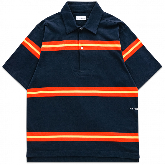 

Поло Pop Trading Company, Черный;синий;pionciana, Striped Italo Shirt 2022 pionciana