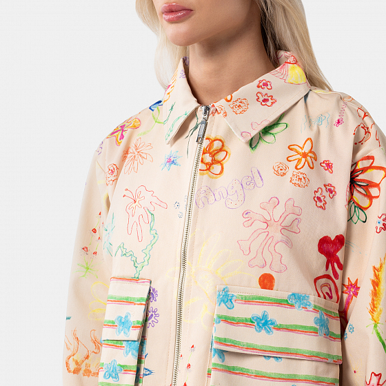 

Куртка городская Collina Strada, Белый;коричневый;floral doodle, Cargo Mechanic Jacket 2023 FLORAL DOODLE