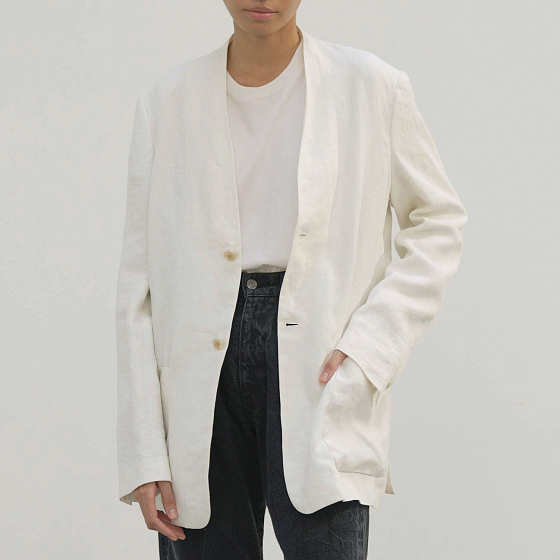 Пиджак AURALEE LINEN GABARDINE NO COLLAR JACKET