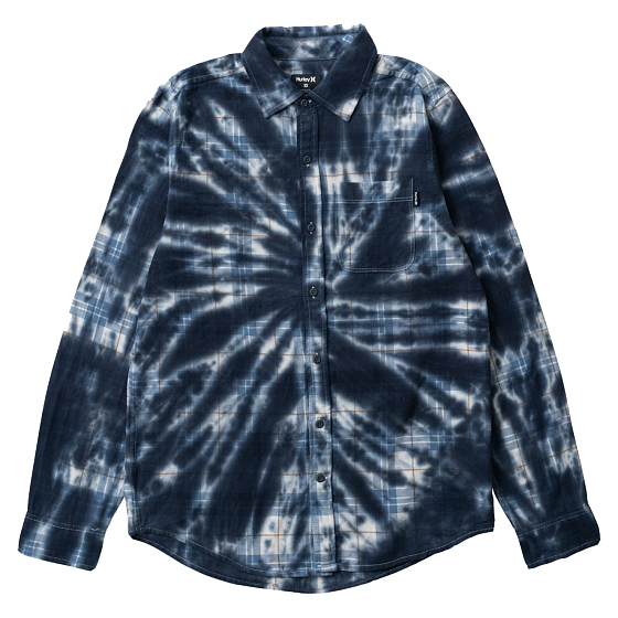 

Рубашка Hurley, Summit white;синий;черный, Portland Tie Dye Flannel Ls 2023 SUMMIT WHITE