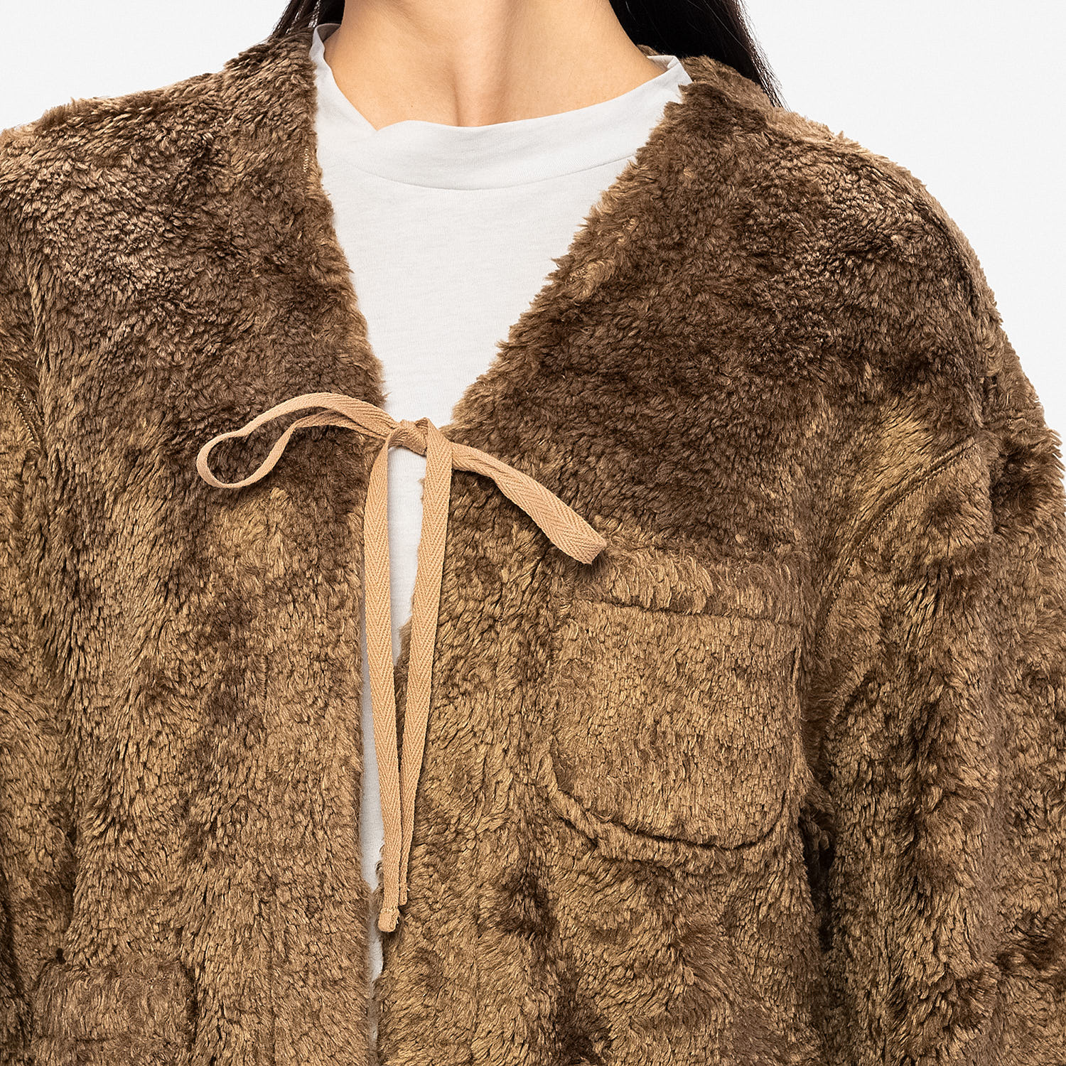 Engineered Garments Cutaway Jacket - Brown Acrylic Curly Fur